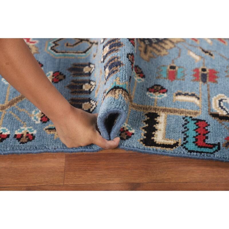 Light Blue Ziegler Foyer Rug Hand-Knotted Wool Carpet - 3'0"x 5'0"