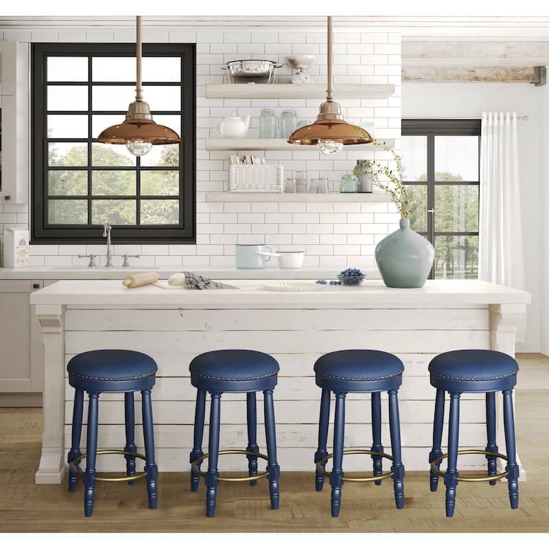 Bar Stools Set of 2, 26" Counter Height, 360° Swivel Wooden Bar stool with Fabric Upholstered Seat