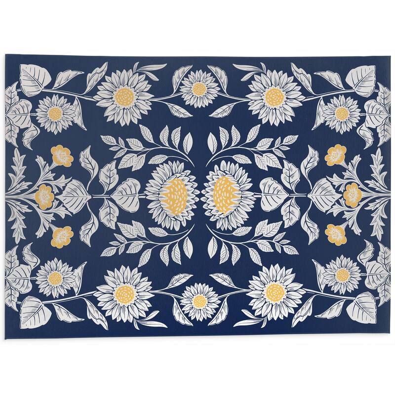 SUNFLOWER SUMMER NAVY Kitchen Mat By Kavka Designs Bed Bath & Beyond