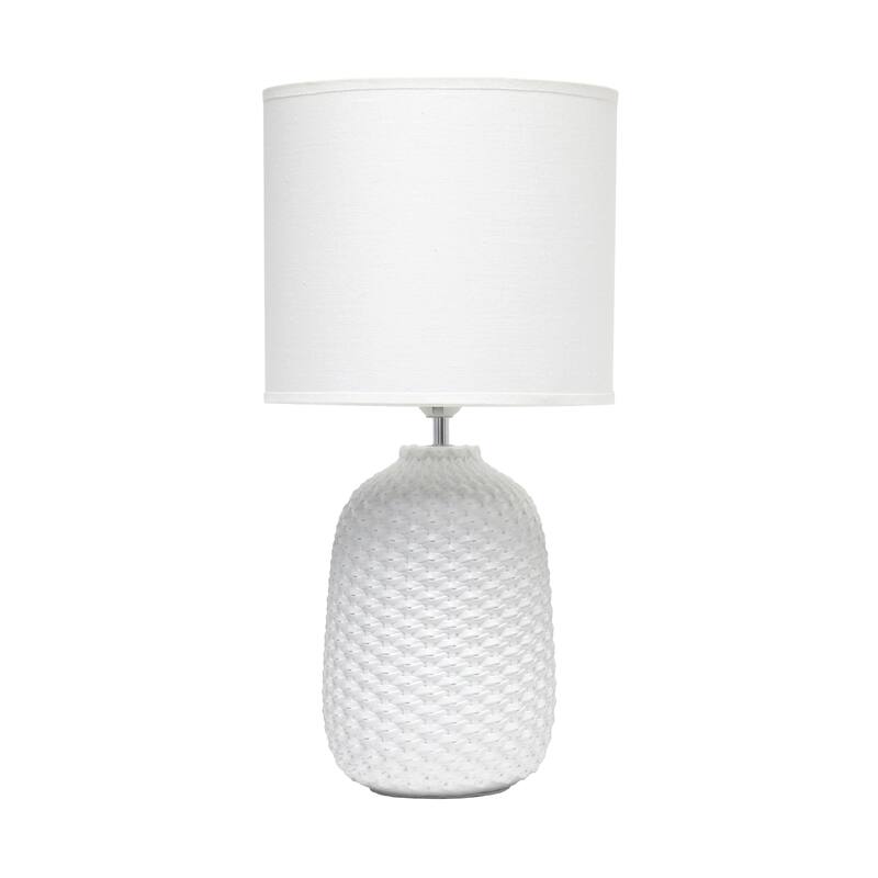 20.4" Purled Texture Lamp with White Fabric Shade - Off White