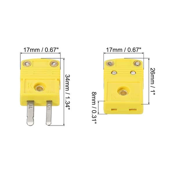 Sourcing Map K-Type Thermoelement-Buchse Zur Paneelmontage – 220°C, Mini-Steckdose Für Typ-K-Drähte, Gelb