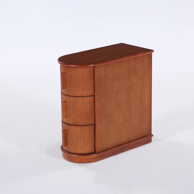Solid Wood End Table, 3-Drawer Modern Sofa Side Table for Living Room