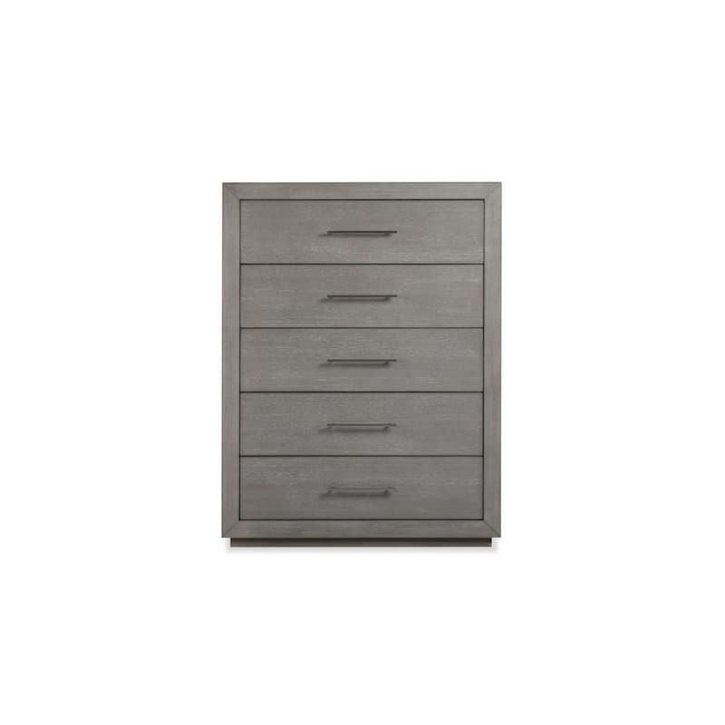 Nels 53 Inch Tall Dresser Chest, 5 Drawers with Elongated Handles, Gray