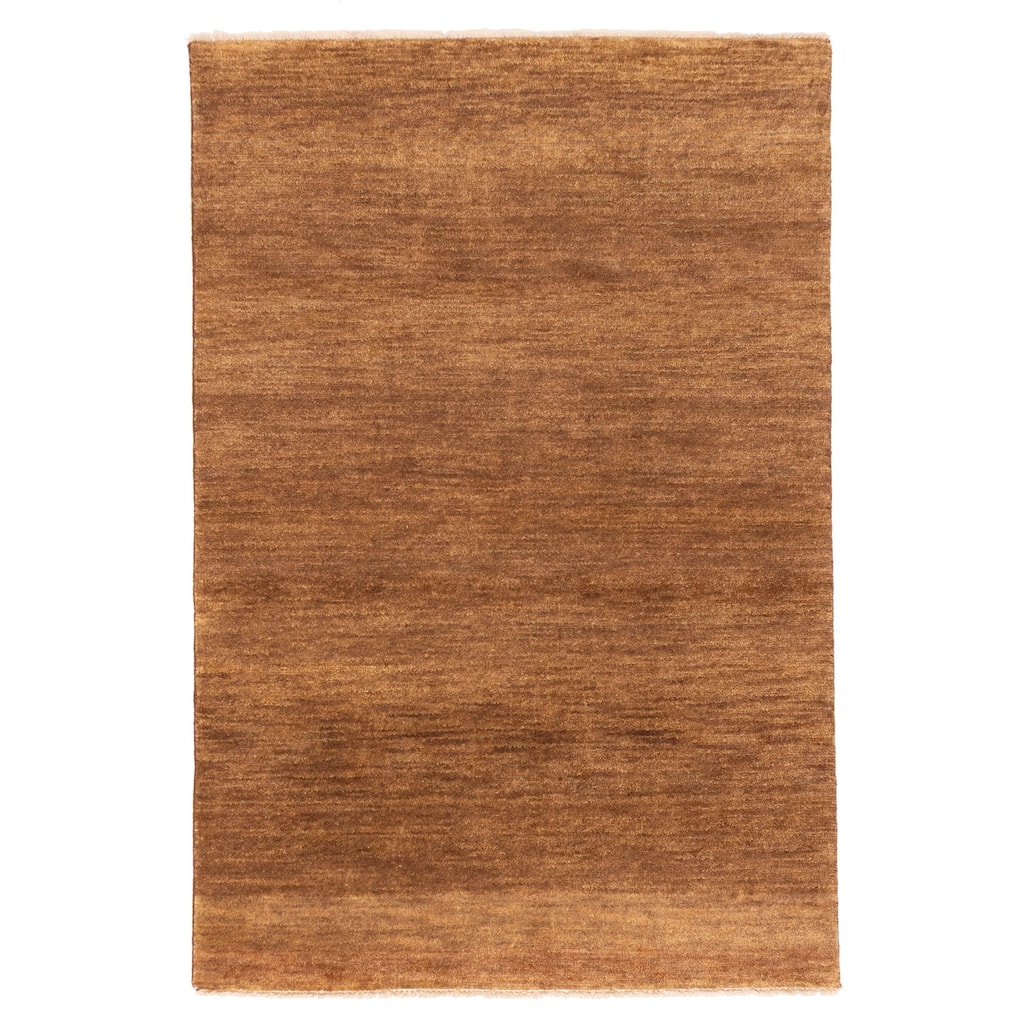ECARPETGALLERY Hand-knotted Pak Finest Gabbeh Brown Wool Rug - 4'0 x 6'0