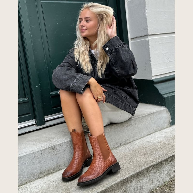 Copenhagen Basketweave Leather Chelsea Boot - Cognac - 37