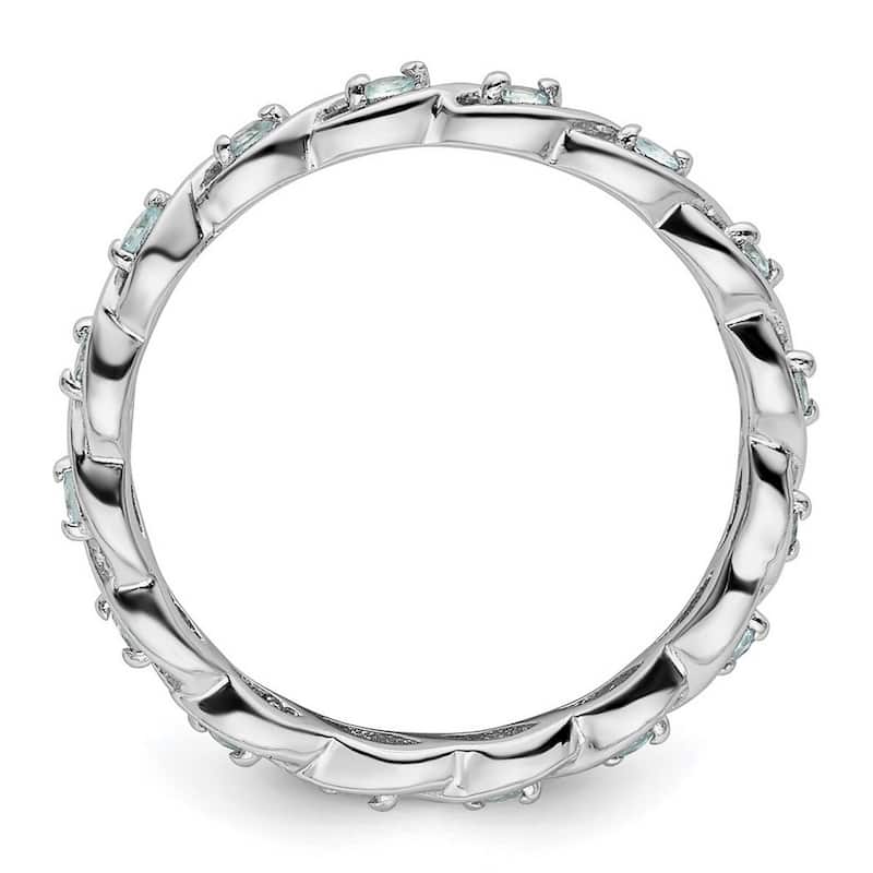 Curata 2.5mm 925 Sterling Silver Polished Prong set Stackable Expressions Blue Topaz Ring