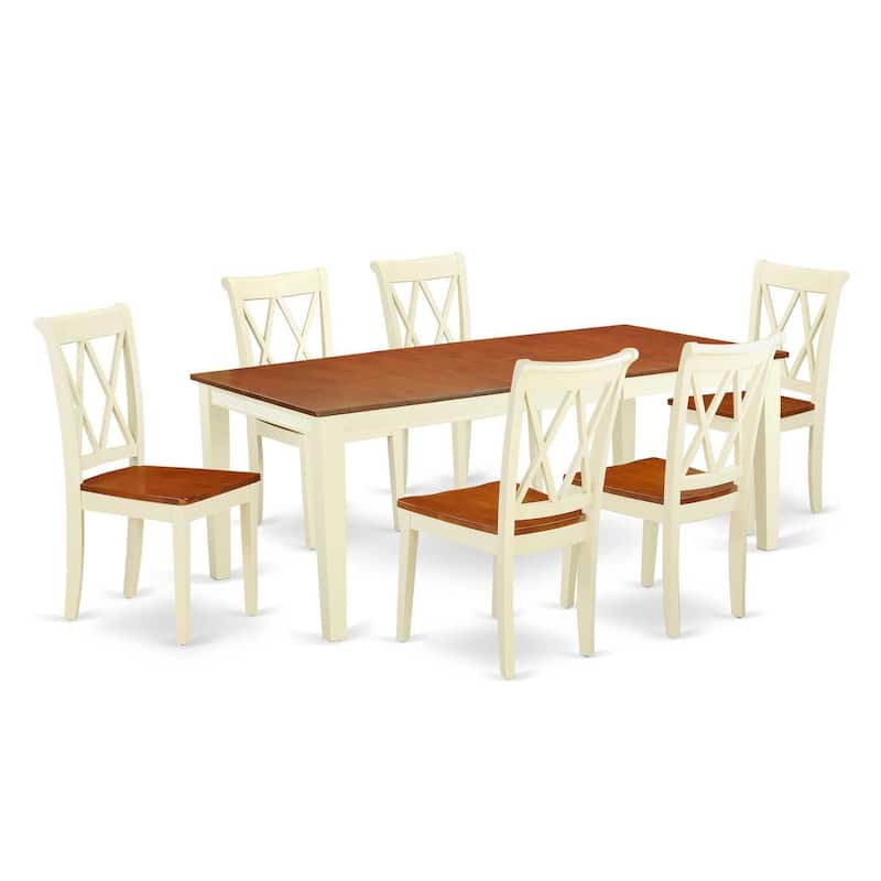 Rectangular Dining Set 7Pc Table with 6 Chairs - Cottage Style Kitchen Table Set