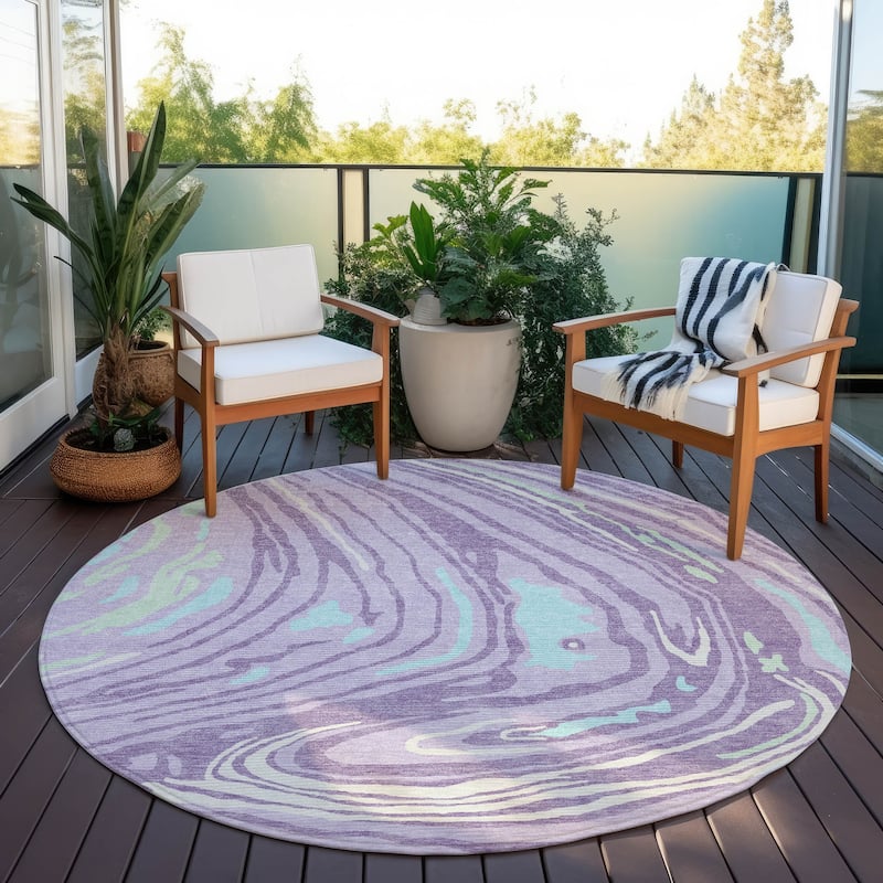 Machine Washable Indoor/ Outdoor Abstract Brushstrokes Chantille Rug