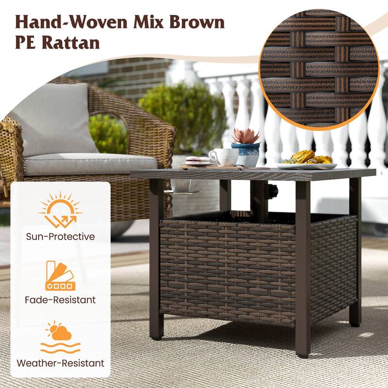 Costway Outdoor Side Table with 1.93" Umbrella Hole Zinc-iron Alloy - See Details