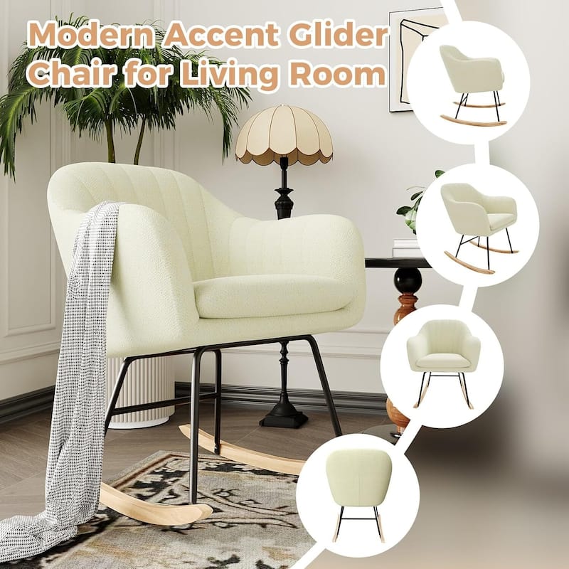 Upholstered Rocking Chair for Living Room, Bedroom, Garden - 1PC
