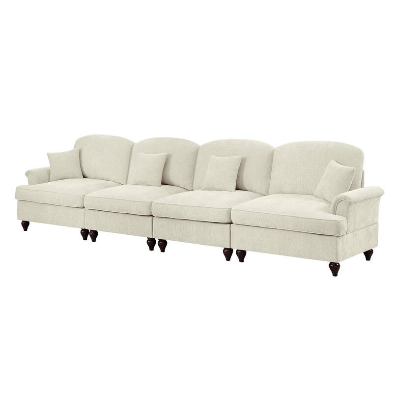 GDFStudio - Elegant Mid Century 4-Seater 137.8" Chenille Sofa with Flared Arms