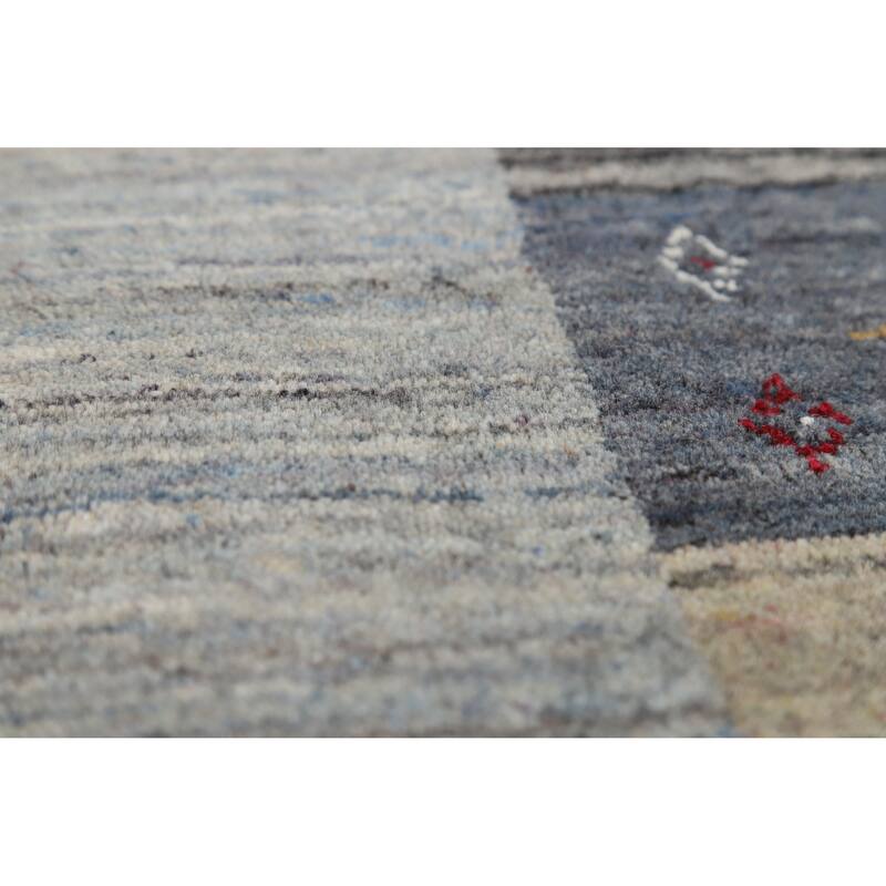 Hand Knotted Oriental 100% Wool Carpet Tribal Tribal Greys & Charcoal Gabbeh Area Rug - 5' 11'' X 4' 1''