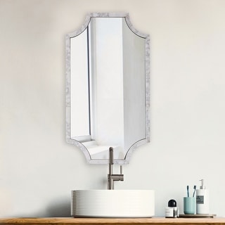 Allan Andrews Rectangular Wall Mirror with Scalloped White Marble Frame - 36"H x 20"W