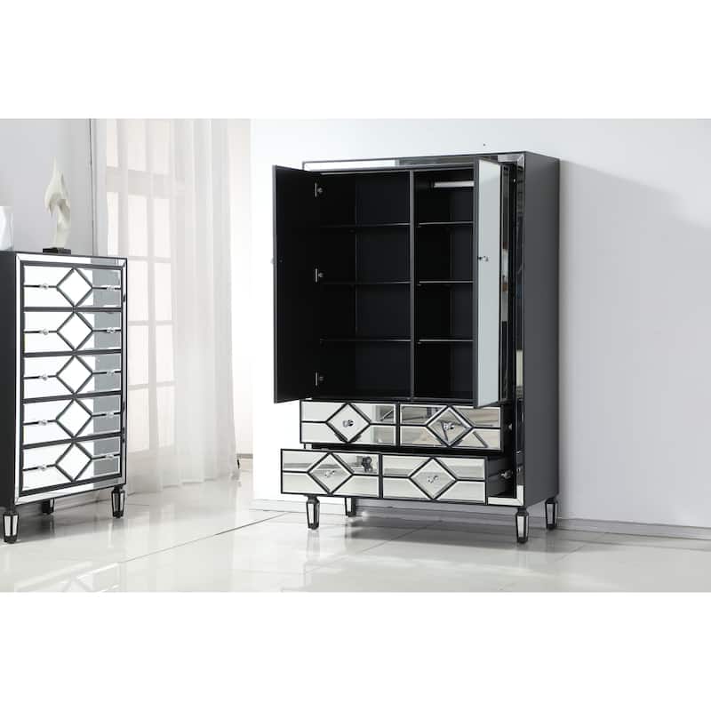 Mirrored Armoire with Drawers
