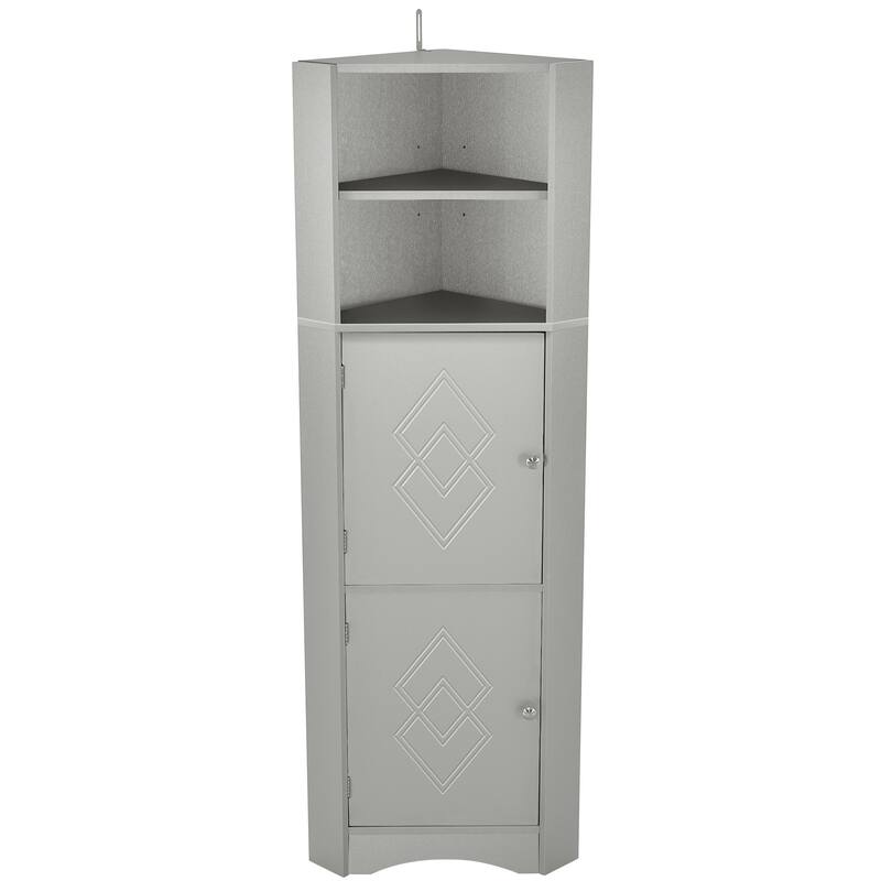 Corner Cabinet for Bathroom Practical Tall Wooden Bathroom Cabinet with 1 Open Shelf 2 Door Freestanding Storage Cabinet