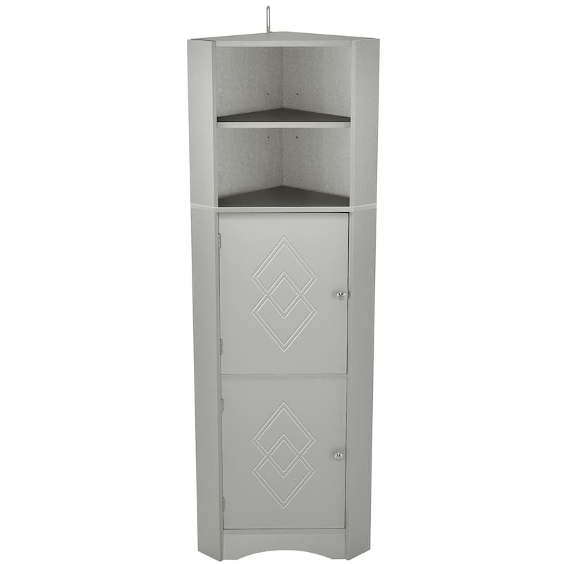 DFStudio - Tall Bathroom Corner Storage Cabinet with Adjustable Shelves, MDF