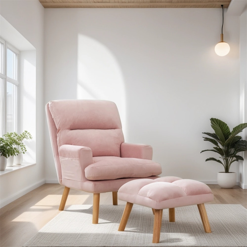 Wooden chair with 2025 footrest