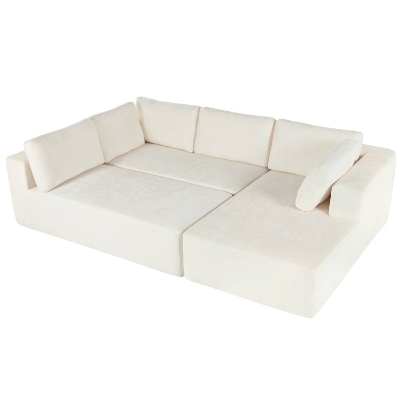 106.5" Polyester Modular Sectional Sofa with Anti-Wrinkle Chenille & Pocket Springs