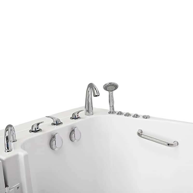 Ella Wheelchair Transfer 36x55 Acrylic Hydro Massage Walk-In Bathtub & Outward Swing Door 5 Piece Fast Fill Faucet 2 Dual Drain