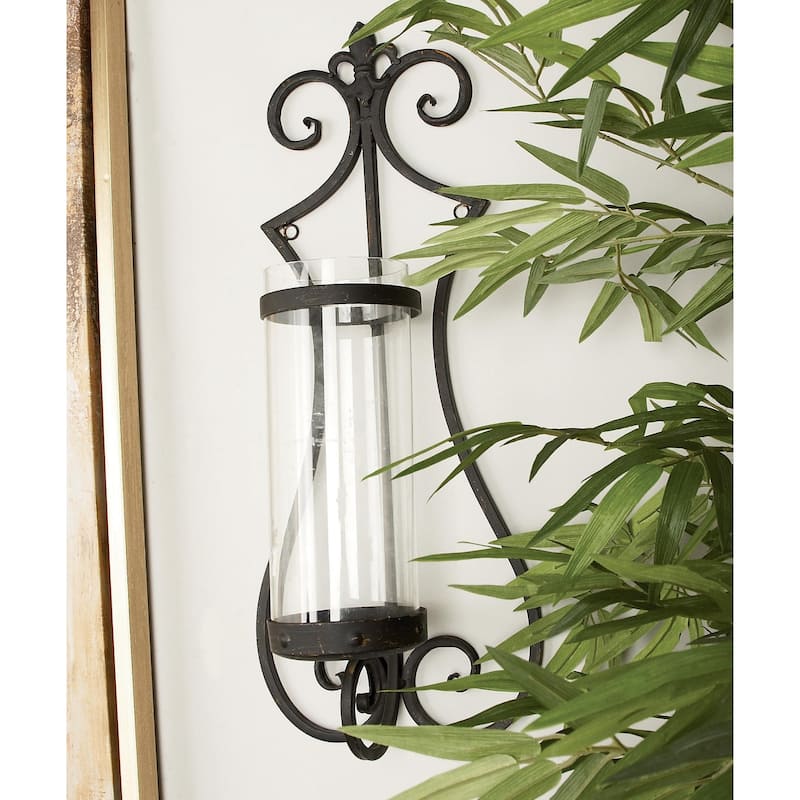 Metal Single Candle Wall Sconce - Black - Roche River Decor