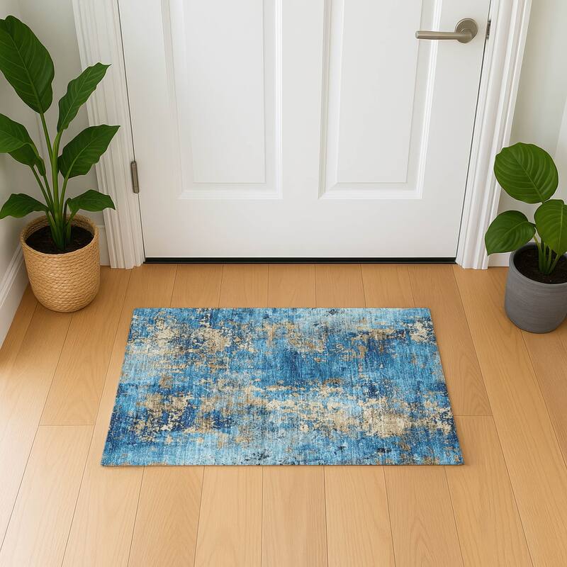 Premium Washable Super Soft Chic Abstract Mayfield Rug - Blue - 1'8" x 2'6"