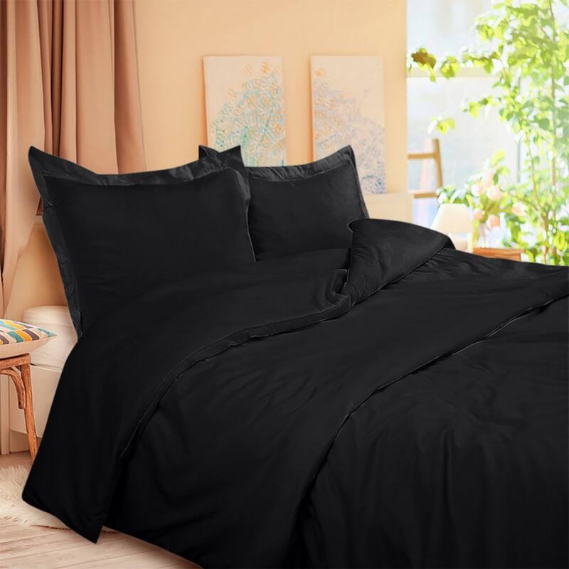 Royale Linens Black Duvet Cover Full Size - Soft Duvet Cover Set - 3 Piece Double Brushed Full Duvet Covers with Zipper Closure