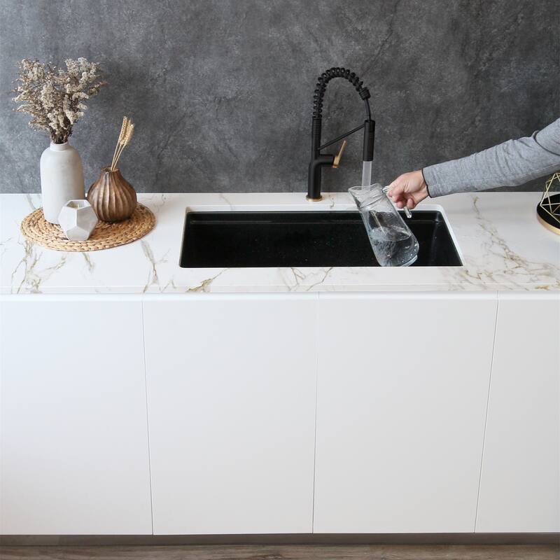 STYLISH Stainless Steel Single Handle Pull Down Sprayer Kitchen Faucet - Faucet Height: 16 3/4" | Spout Height: 7 1/2"