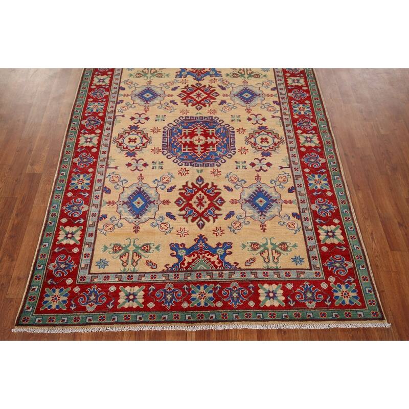 Kazak Oriental Area Rug Hand-Knotted Wool Carpet - 5'0" x 6'3"