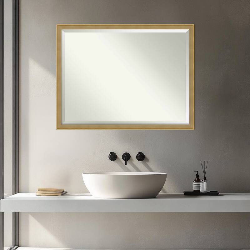 Incline Beveled Wood Framed Bathroom Vanity Wall Mirror
