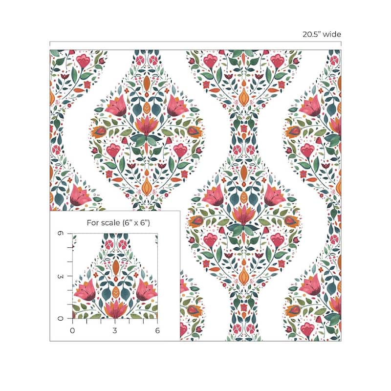 NextWall Floral Ogee Peel and Stick Wallpaper