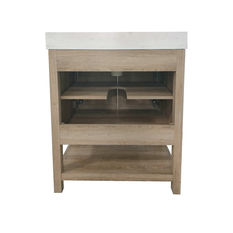 Bathroom Vanity with Undermount Sink and Open Storage Shelf