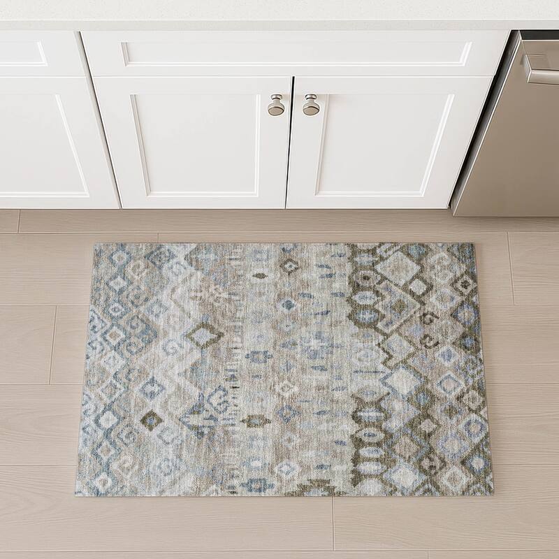 Machine Washable Indoor/ Outdoor Boho Moroccan Chantille Rug