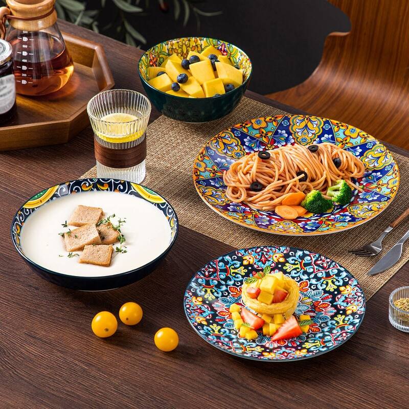 vancasso SIMI 16-piece Bohemian Porcelain Pattern Dinnerware Set