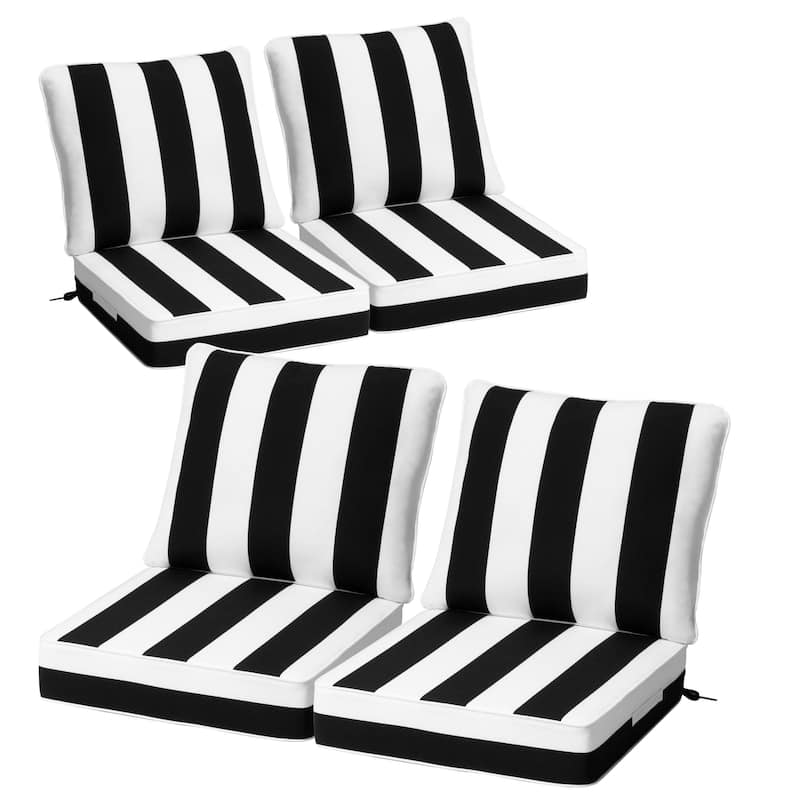 Crestlive Products Outdoor Premium Deep Seat Cushion Set - 4PC - Black & White