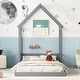 preview thumbnail 23 of 95, House-shaped Roof Headboard Floor Bed without slats Full - Grey