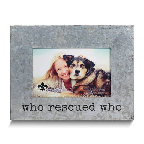 Curata Galvanized Metal Who Rescued Who 6x4 Photo Frame
