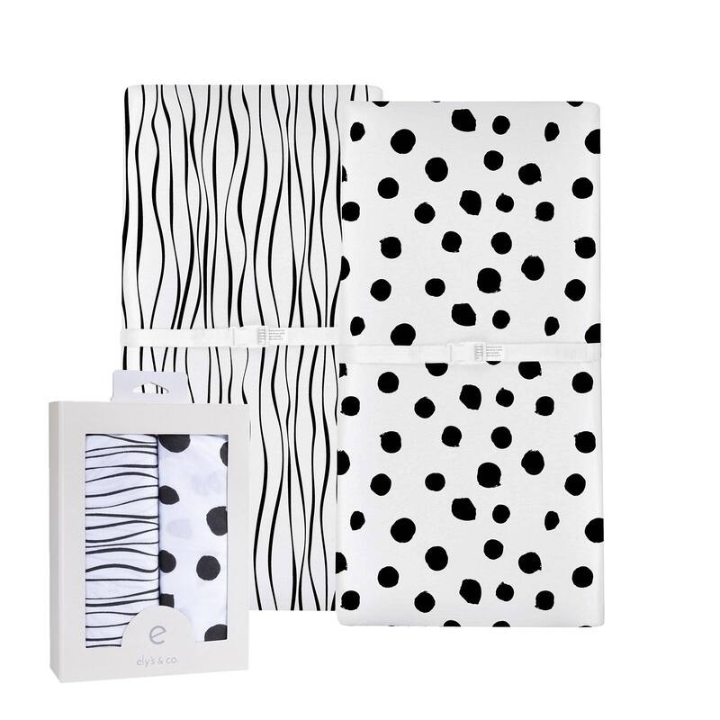 Ely's & Co. Baby Fitted Changing Pad Cover - Cradle Sheet Set - 2 Pack - 32" x 16" - Black & White Abstract