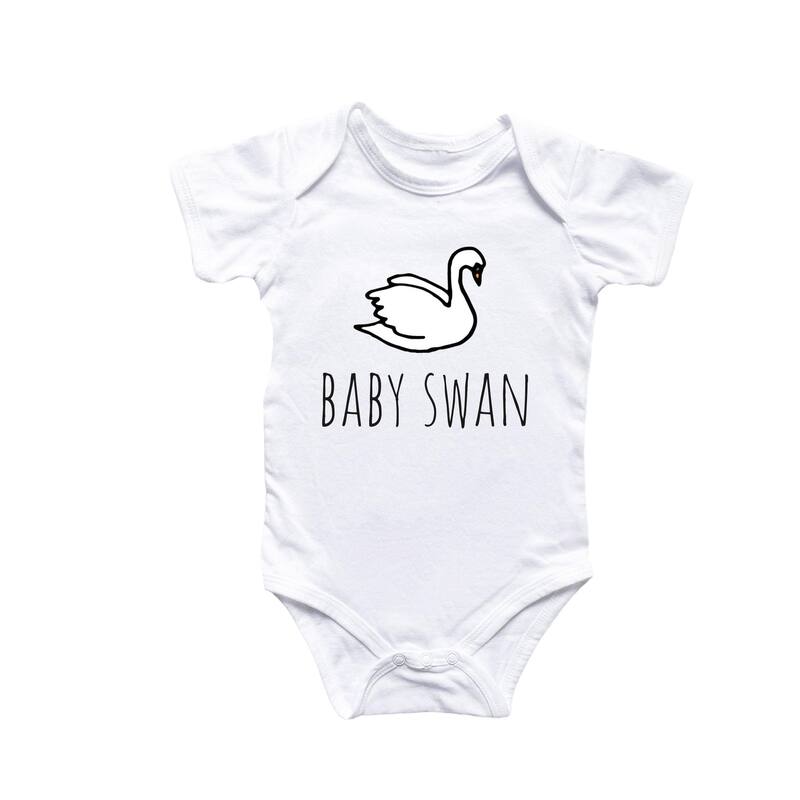 Baby Swan Bird - Baby Boy Girl Clothes Infant Bodysuit Funny Cute Newborn - White - Newborn