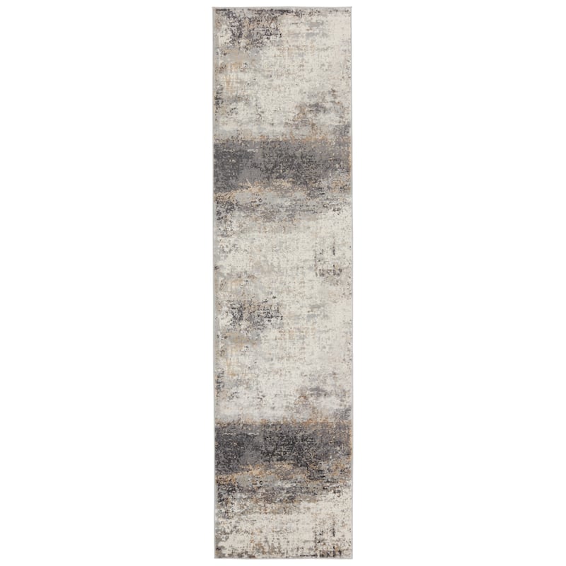 Delano Abstract Gray/ Ivory Area Rug - 3'X12' - Runner/Rectangle
