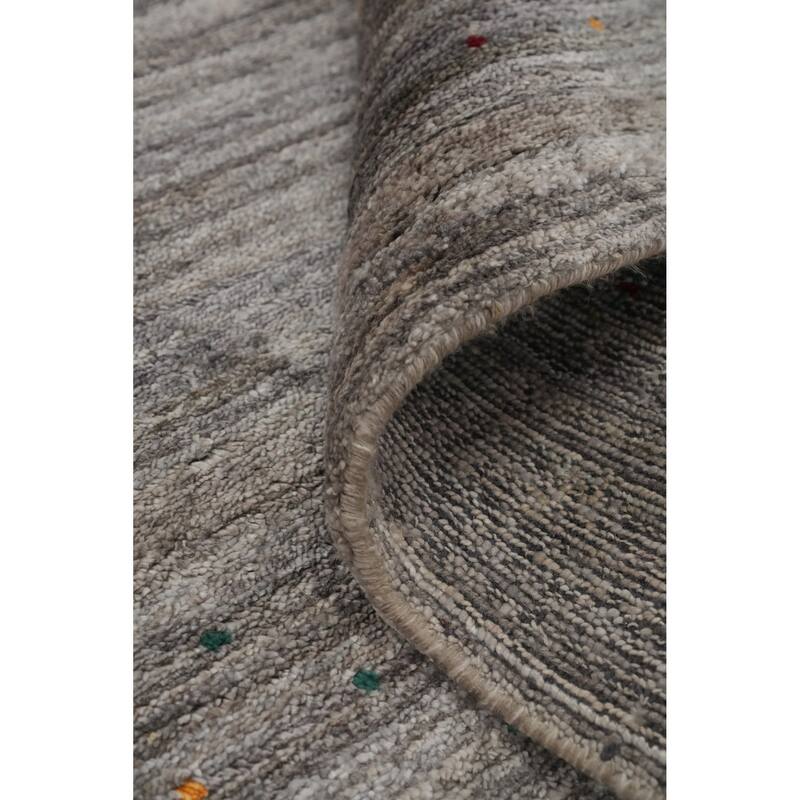 Hand Knotted Oriental Viscose Silk Carpet Tribal Animal Pictorial Greys & Charcoal Gabbeh Area Rug - 11' 8'' X 5' 0''