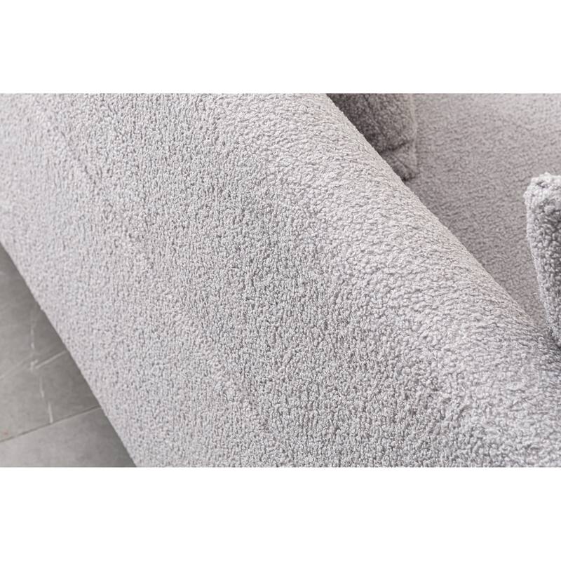 Gray Fabric Upholstered Sofa with Golden Legs and Pillows for 3 People