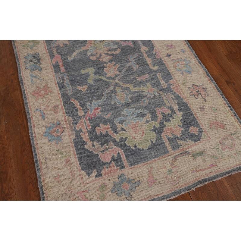 Vegetable Dye Oushak Turkish Runner Rug Handmade Wool Carpet - 2'11"x 8'10"