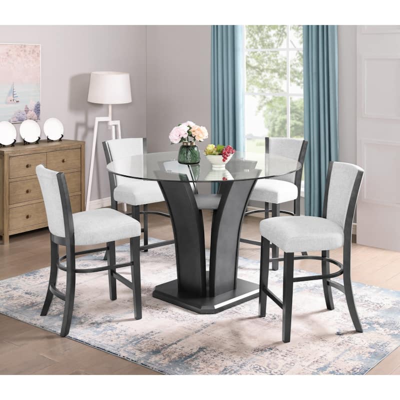 2pc Contemporary Glam Upholstered Counter Height Dining Side Chair Padded Fabric Upholstery Seat Back Wooden Furniture