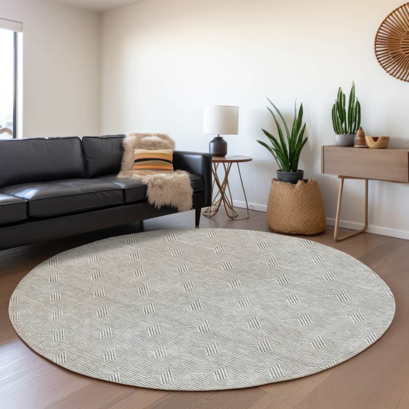 Machine Washable Indoor/ Outdoor Chantille Contemporary Stripe Rug