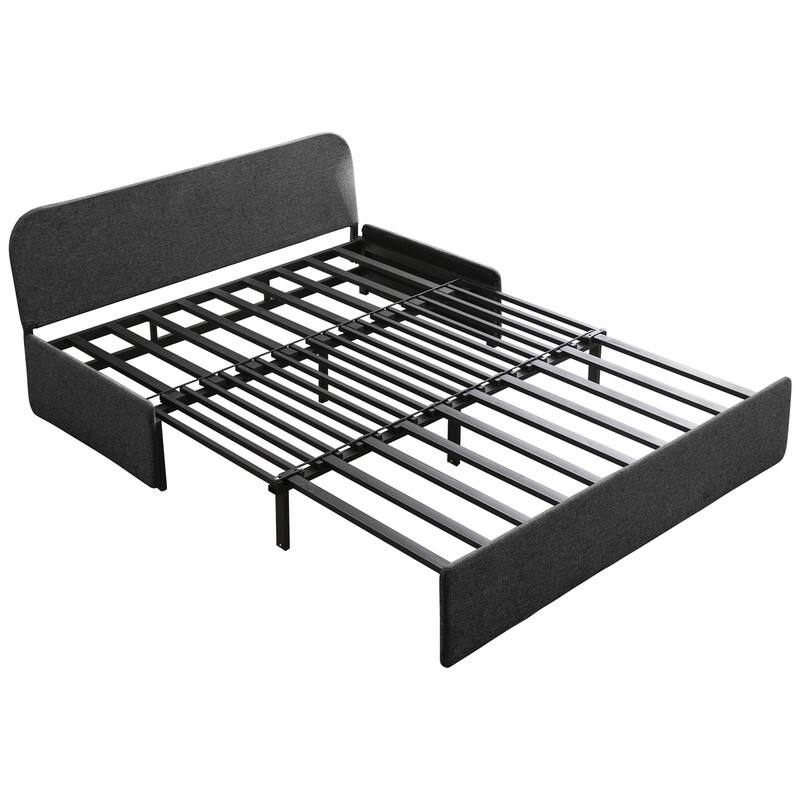 Mixoy Linen 2-in-1 Convertible Sofa Bed,Twin/Queen Pull Out Sleeper Sofa with Mattress,Cushions