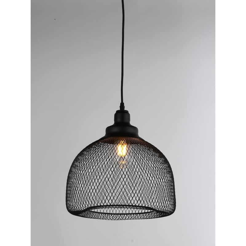 Black Pendant Light - 1 Light Mesh Shade - Industrial Ceiling Lamp for Kitchen Dining Room - 14