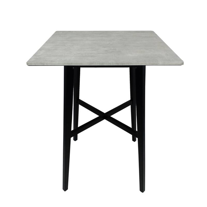 Modern Bar Height 42" Dining Table, Rubberwood Legs and Laminate Table Top, Gray Finish, Black