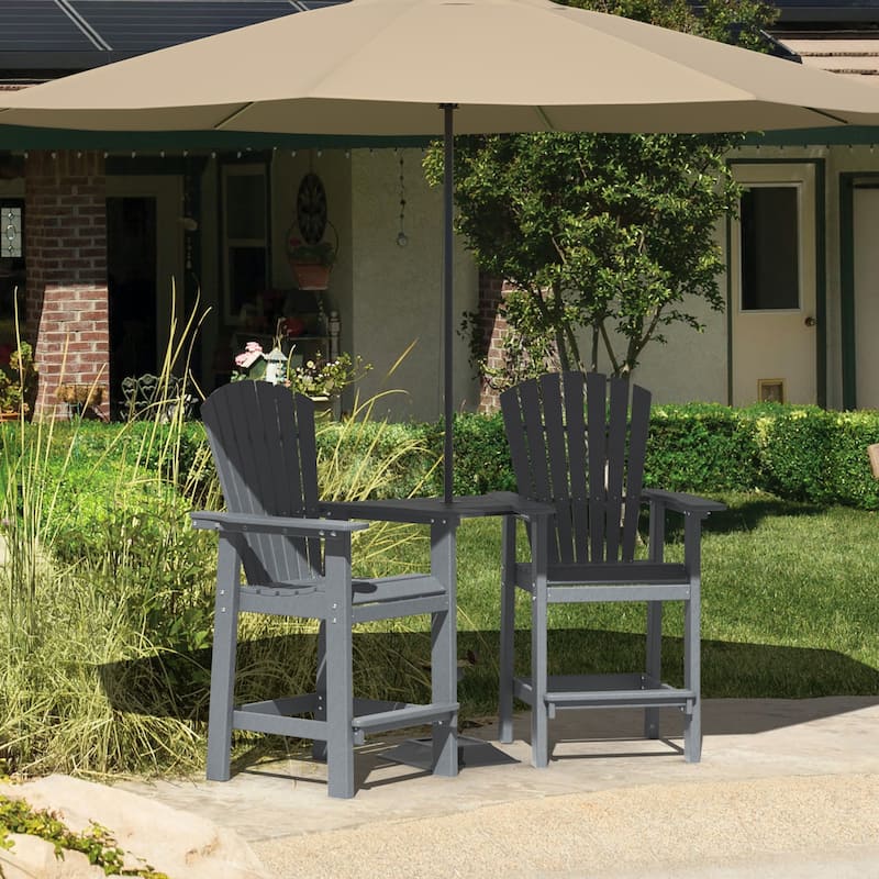 Modern Outdoor Bar Stools Set of 2 or 4 - with Ergonomic Adirondack Design, Durable HDPE Construction & Weather-Resistant