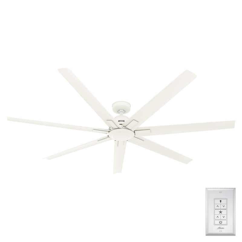 Hunter 72" Downtown Windmill Outdoor Ceiling Fan & Wall Control - Damp Rated - Industrial, Modern - ENERGY STAR!