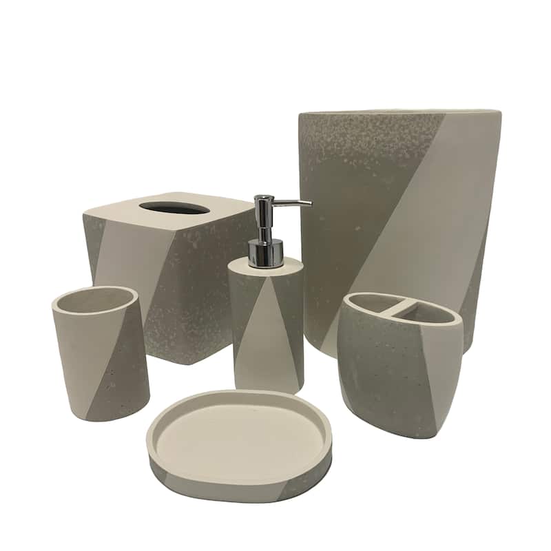 Austin horn classics 6-piece Luxor Stone Resin Bath Accessory Set - NATURAL/GRAY